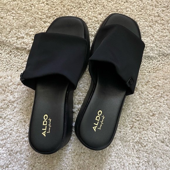 Aldo Black Platform Slide Sandals Size 8 - Picture 5 of 5